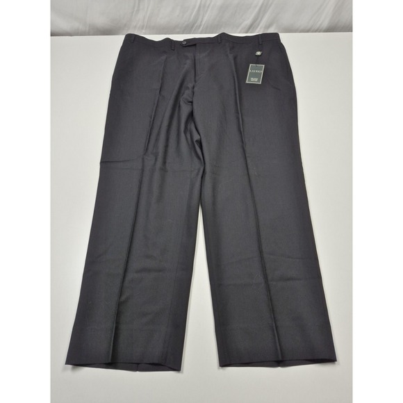 VTG Ralph Lauren Total Comfort Dress Pants Men's 46x30 Black Wool Flat Front